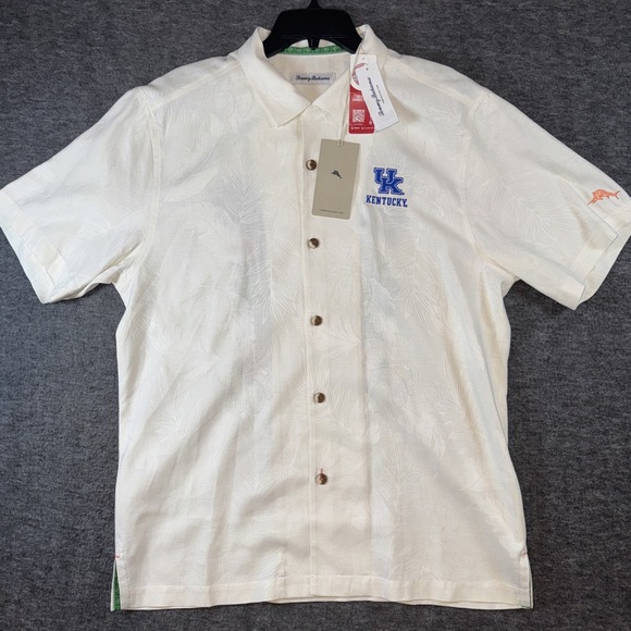 Kentucky Wildcats Tommy Bahama Men 100% Silk Coconut Matchup Camp Shirt Sz M NEW - Picture 2 of 13
